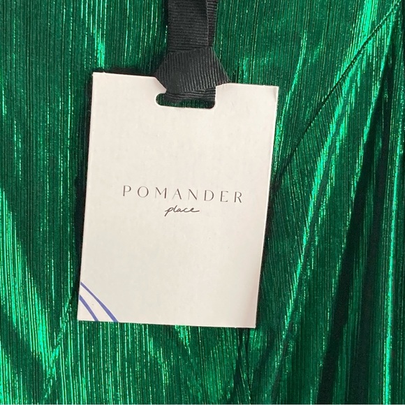 Pomander Place Lilith Dress-Emerald Green Crinkle Lurex-Women’s S & M-Formal-NEW - Picture 12 of 16